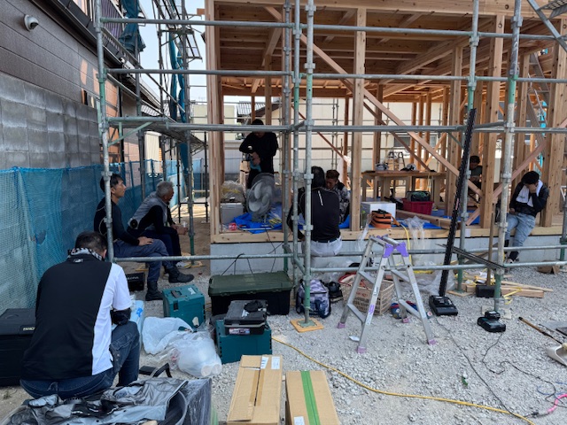 大工さんたちも休憩